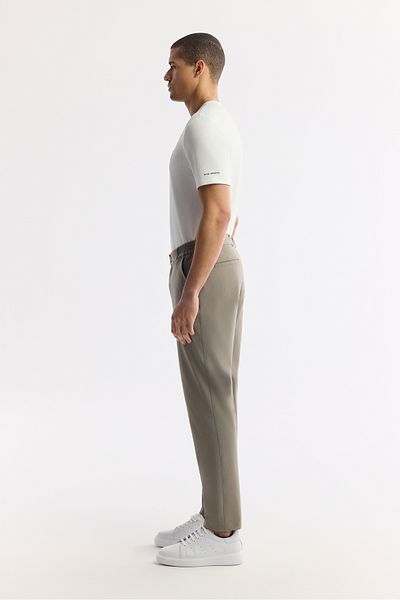 Avva Men's Khaki Elastic Waist Technical Fabric Nora Trousers A51Y3077