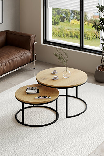 FAYMEND PRİME 2'li Orta Sehpa 'Siyah Rivoli' 70x58