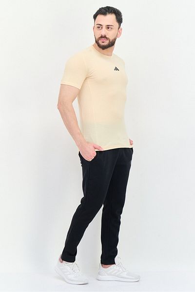 adidas Men Sportswear Fit Short Sleeve Training T-Shirts, Peach
