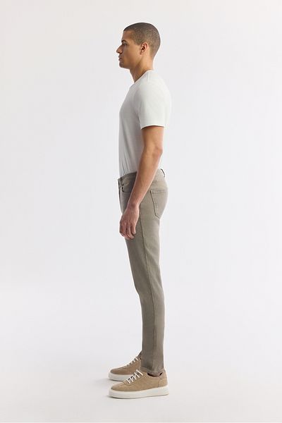 Avva Men's Beige Berlin Slim Fit Stone Washed Cotton Elastane Jean Trousers A51Y3516