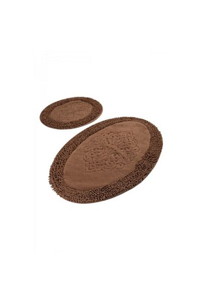 Chilai Home Set 2 covorase baie bumbac, Alessia Home, Piante Oval - Maro