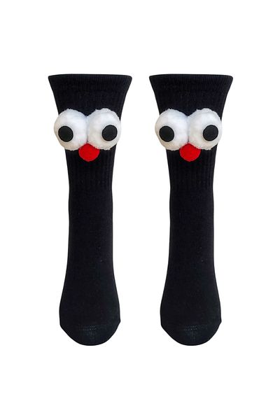 ZEYZEY MONKEY 1 ζευγάρι μαύρες σπασμένες μάτια αστεία σχεδίαση μονόχρωμες αθλητικές κάλτσες Unisex