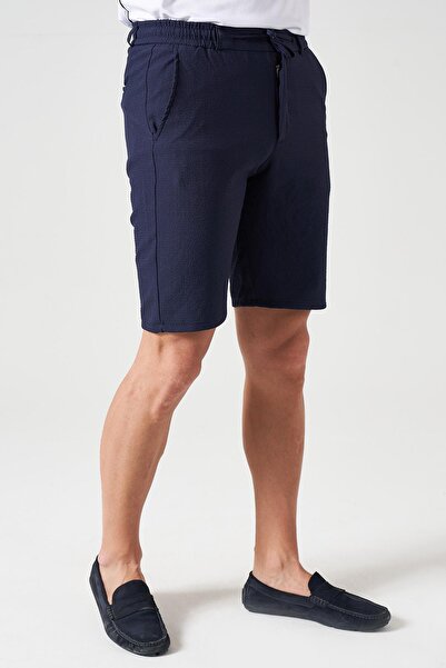 TENA Men's Navy Blue Waist Half Elastic Gold Shorts