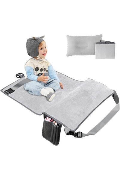 Arabest سرير طائرة للأطفال الصغار للسفر، مسند قدم قابل للنفخ للسفر، سرير محمو...