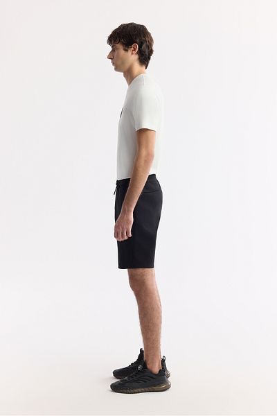Avva Men's Black Elastic Waist Lace up Zippered Pocket Shorts A51Y3631