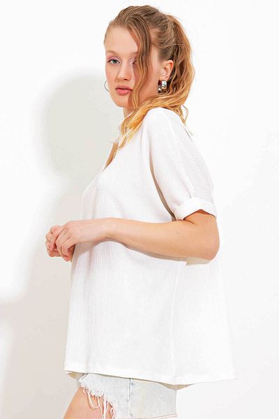 Bigdart Knitted White Women's Blouse 0486
