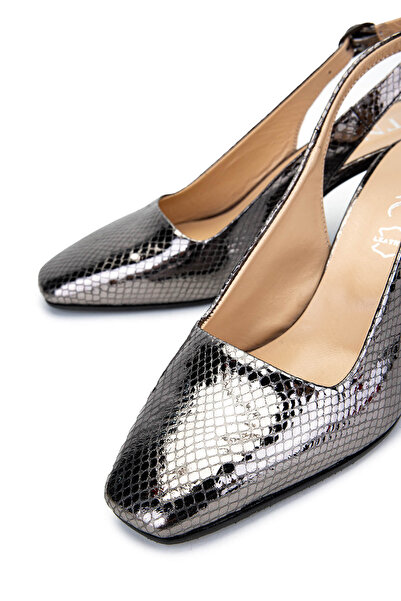 Tamer Tanca Women's Genuine Leather Anthracite Heeled Shoes