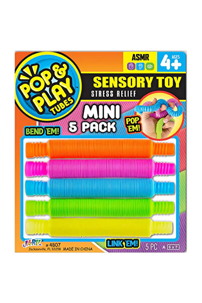 TOYFEST Pop & Play Tubes Sensory Stress Toy Mini 5-Pack