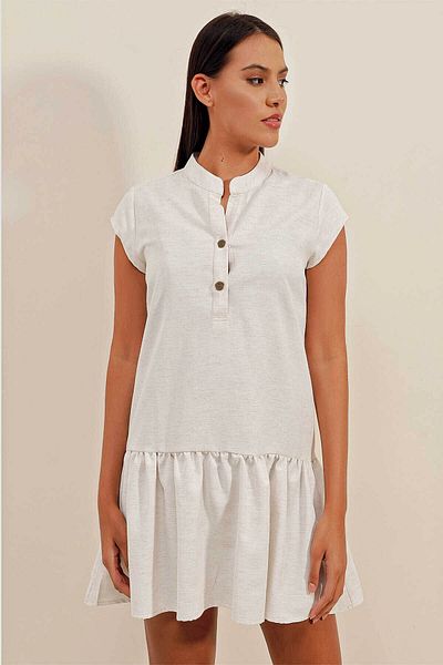 Bigdart Linen White Women's Dress 2425