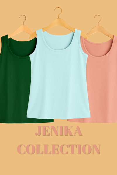 JENİKA Thick Strapped Cotton Women's 3-Piece Undershirt