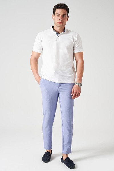 TENA Ανδρικό παντελόνι Indigo Waist Half Elastic Gold Seersucker