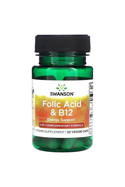 SWANSON Folic acid & b12 energy support 2-in-1 30 veg capsules