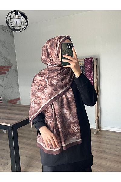Merwiss Rose Rose Pattern Mocha Shawl