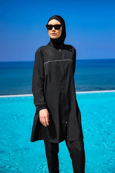 A Andalus Water Repellent Elastic Sleeve Full Covered Hijab Swimsuit A2501-1