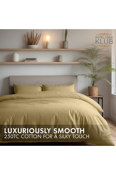 Hotel Linen Klub 3-Piece Duvet Cover Set, 100% Cotton Luxury Sateen, Bronze