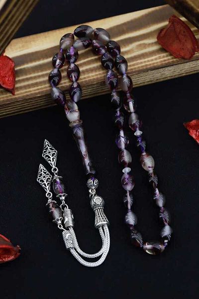 Midyat Gümüş Dünyası Men's Cat's Eye Powder Amber Rosary