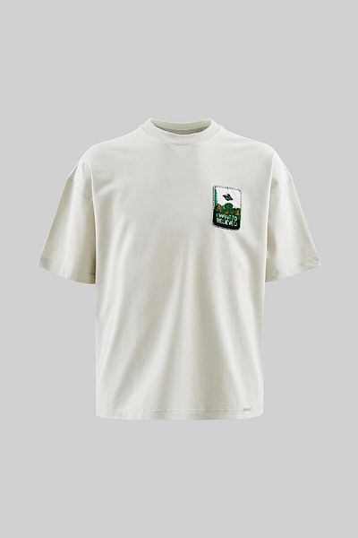 Machinist Men's Alien Embroidery Oversize Space Gray T-Shirt
