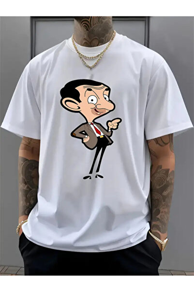 AEMİ Unisex Mr Bean Štampano 100% pamuk Oversize kroj T-shirt