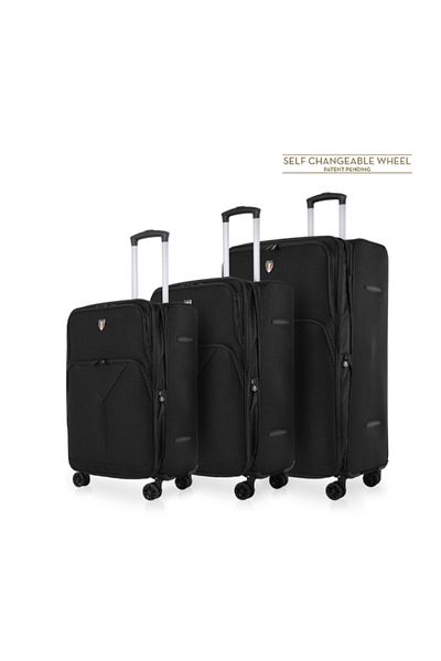 TUCCI 3-Piece Tripletta Softside Travel Luggage Trolley Set