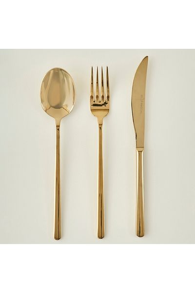 Bella Maison Milano 18 Piece Dinner Fork Spoon Knife Set Gold