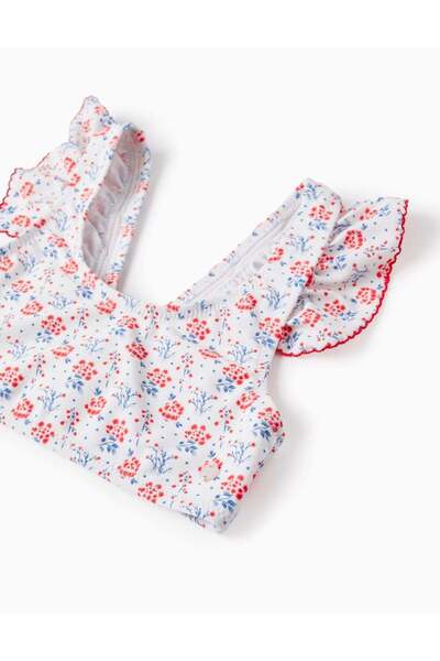 Ziddy Floral UPF80 Bikini for Girls, White