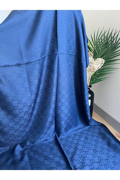 VaVscarfs Vs Pattern Cotton Jacquard Shawl Navy Blue