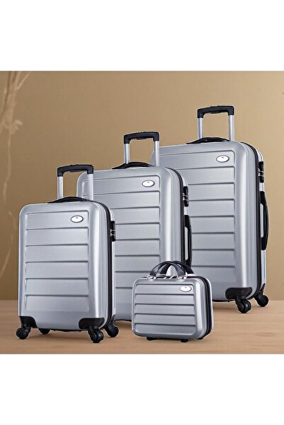 My Valice Ruby Abs Kabin Orta Büyük Ve Makyaj Boy Gri 4'lü Travel Valiz Seti