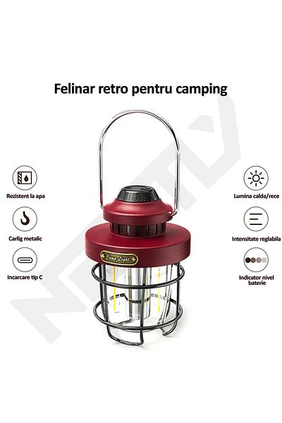 NEXTLY Lampa portabila tip felinar pentru camping, casa sau curte NEXTLY, reincarcabil