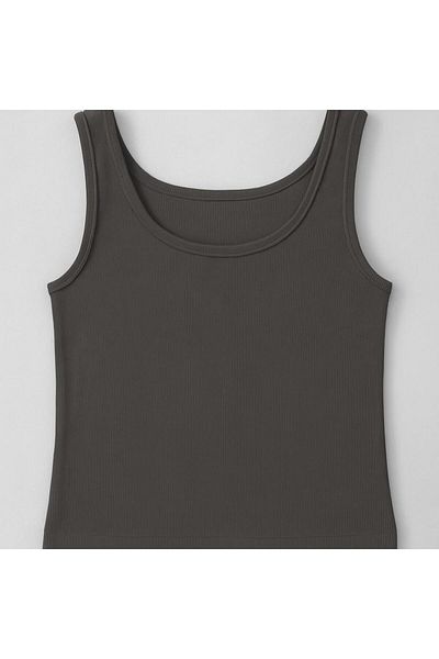 Black Elwis Women's Ribbed Strap Basic Tank Top