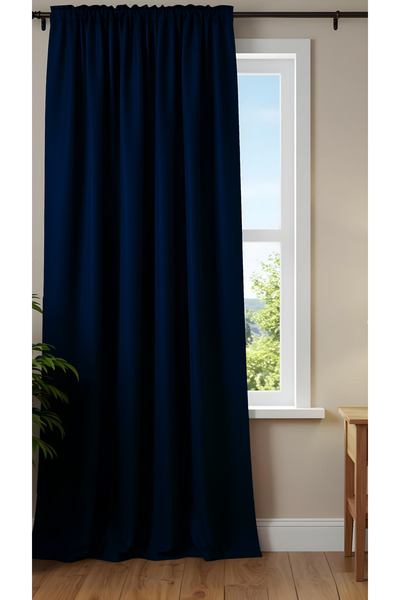 Yuka Blackout Lightproof Background Curtain Navy Blue Color Single Wing Plain 100% Blackout Sunshade Plain120 X 270