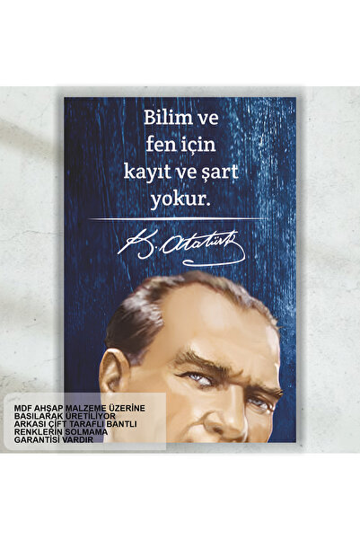 Hayat Poster Science and Science Ataturk Sayings Mdf Table Retro Wood Poster