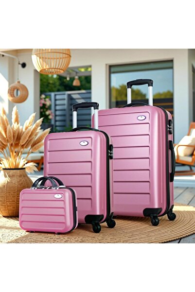 My Valice Ruby Abs Kabin Orta Ve Makyaj Boy Rose Gold 3'lü Valiz Seti