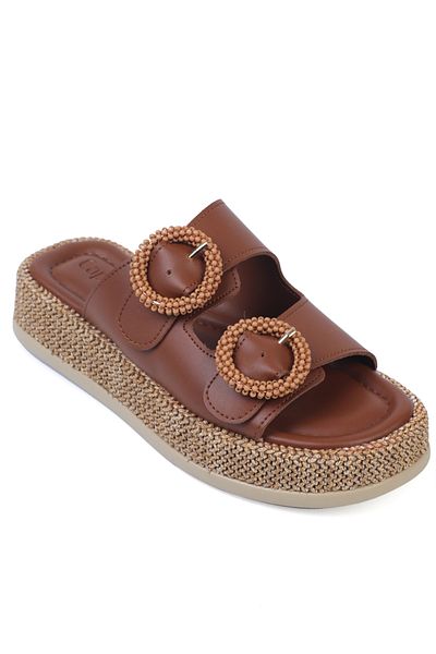 Capone Outfitters Γυναικείες παντόφλες Marla Comfort με διπλή πόρπη με σφήνα τακούνι