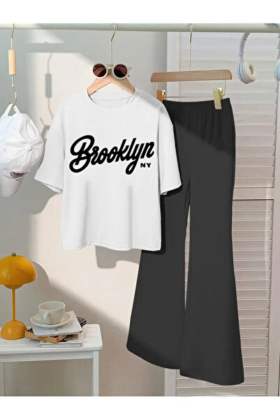 LOUİSA Κορίτσι Παιδί Μπρούκλιν Ν.γ. Σετ με εμπριμέ λευκό μπλουζάκι-μαύρο ισπα...