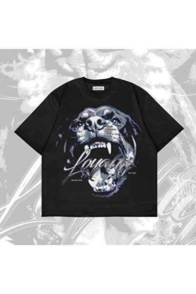 Violon Tricou oversize de culoare neagră cu imprimeu Loyalty