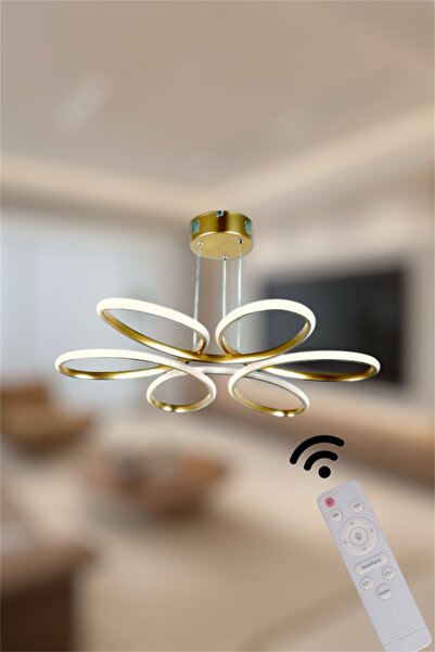 EYSHOP Modern Gold Papatya Model 3 Renk Kumandalı (beyaz&sarı&günışığı) LED Avize