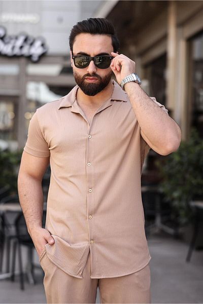 MFZ Giyim Ανδρικό σετ από ύφασμα Slim Fit Ottoman Bottom-Top