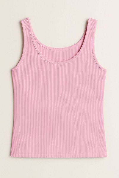 Black Elwis Women's Ribbed Strap Basic Tank Top
