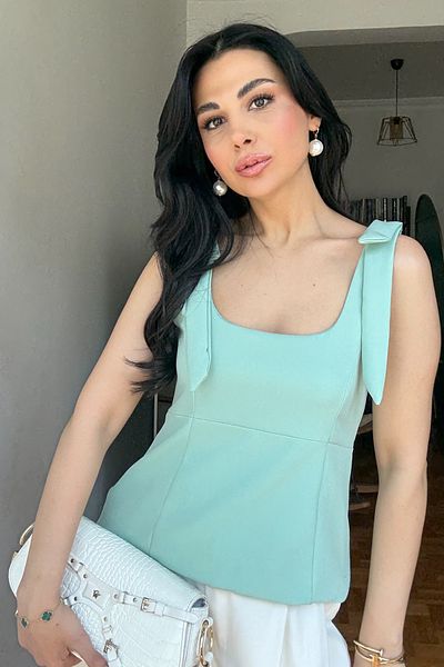 Seda Yalçın Atelier Mint Green Zr Model Bow Blouse