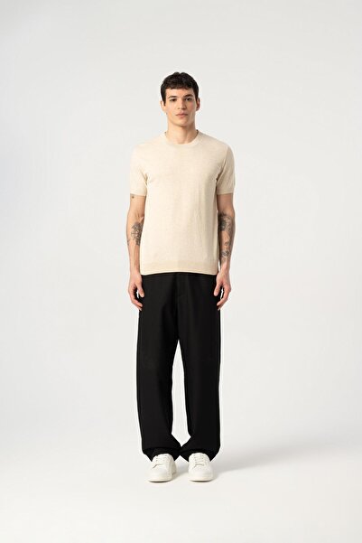 MFY Fashion Knitwear Crew Neck Tshirt 100% Cotton Beige