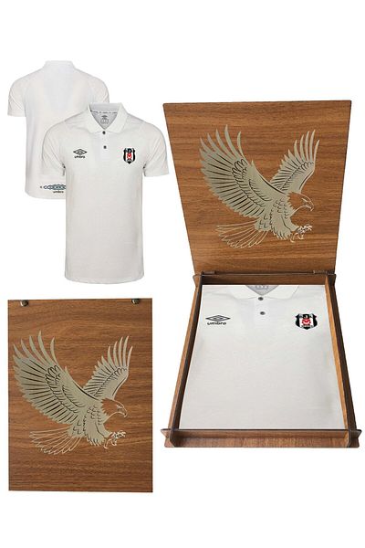 Beşiktaş Μπλουζάκι Beşiktaş Umbro Original Λευκό Polo Collar με Ξύλινο κουτί δώρο