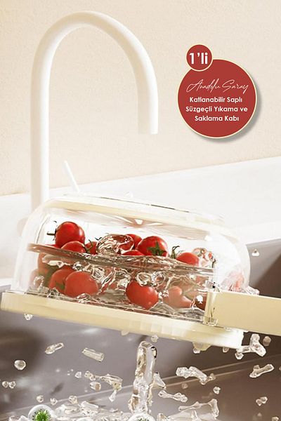 Anadolu Saray Luxury Foldable Fruit Vegetable Pulses Washing and Storage Container with Handle Drainer