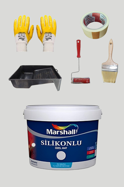Marshall 5'li Set Silikonlu Özel Mat Duvar Boyası Tütsü 50 Çeşit Renk 2.5lt