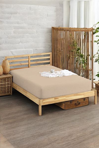 pepuza Beige 200X200Cm Pillar Textile Soley Super King Size Fitted Sheet