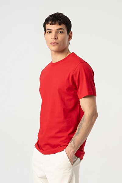 MFY Fashion Men's 100% Cotton Regular Fit Crew Neck Short Sleeve T-Shirt Red