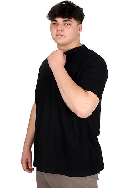 ModeXL Mode XL Ανδρικό μπλουζάκι με γιακά Judge Waffle U20036 Μαύρο