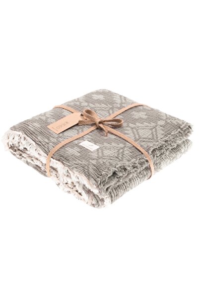 MYLASA HOME Müslin 4 Katlı Aztec Desenli (Jakarlı) Çift Kişilik Yatak Örtüsü-Yazlık Pike 220x240cm