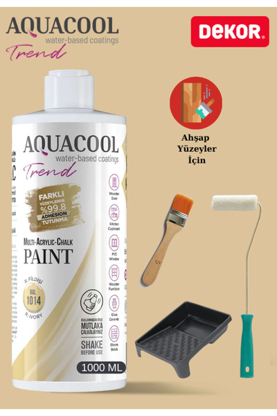 Aquacool Trend Aquacool 1000 ml Ahşap Dönüşüm Boyama Seti Kadife Rulo, Boyacı...