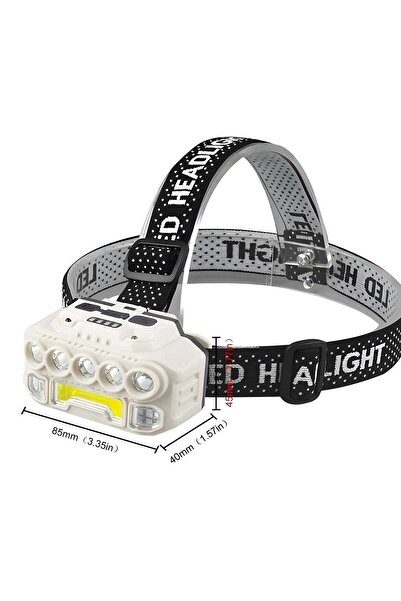 DLC مصباح رأس LED خفيف الوزن DC-32847، مصباح رأس LED قابل لإعادة الشحن - مصباح رأس عالي الطاقة بقوة 8 وات مع