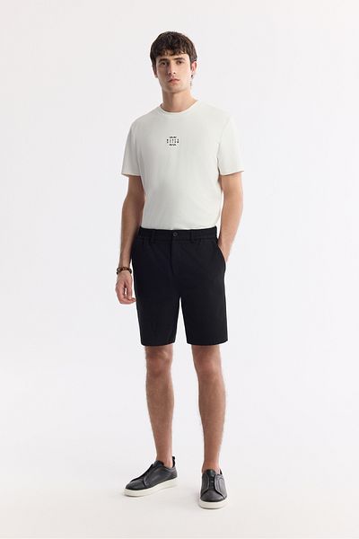 Avva Men's Black Seersucker Chino Shorts with Elastic Sides A51Y3730